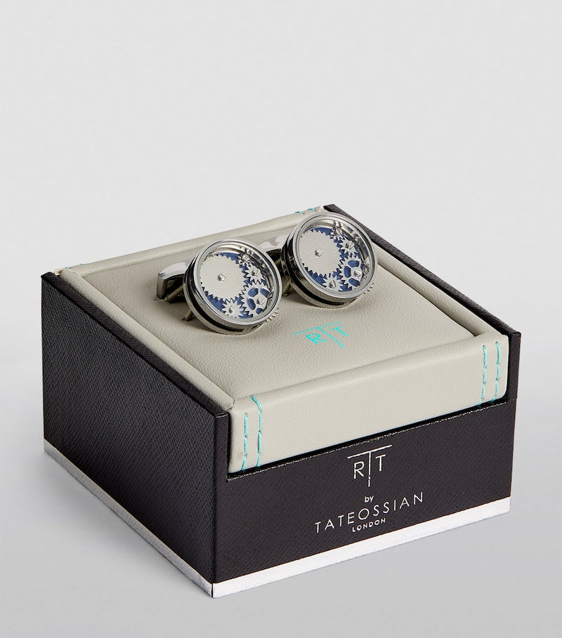 Tateossian circle gear cufflinks (British brand)