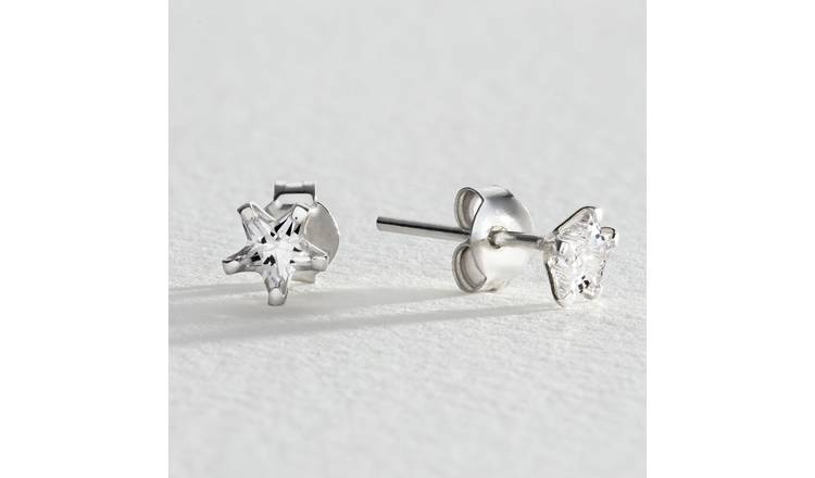 Revere Cubic Zirconia Sterling Silver Star Stud Earrings GOODS Argos