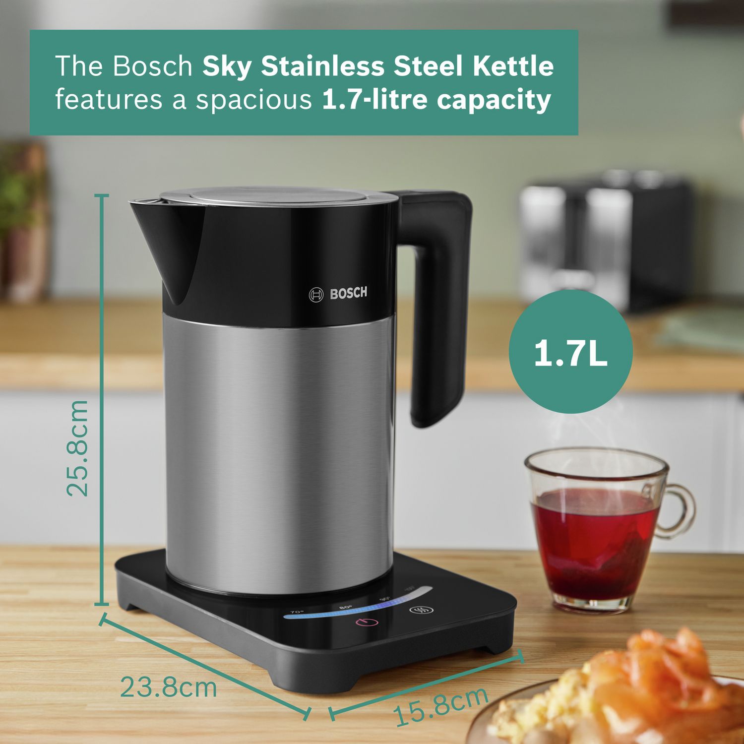 Bosch variable temperature kettle black 1.7 litre, UK version