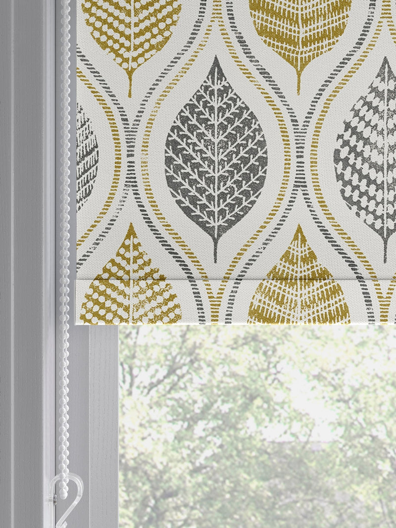 Next Lino Leaf roller blind ochre yellow - British product
