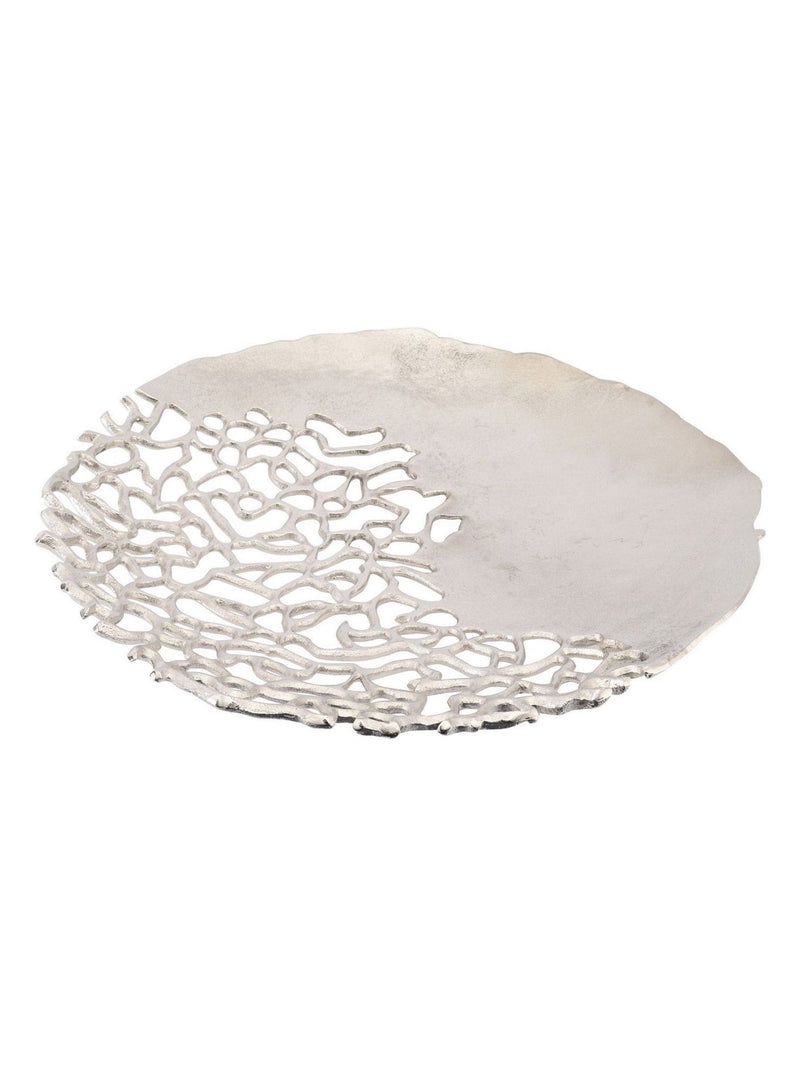 Libra Interiors silver coral aluminium platter 40cm, UK version