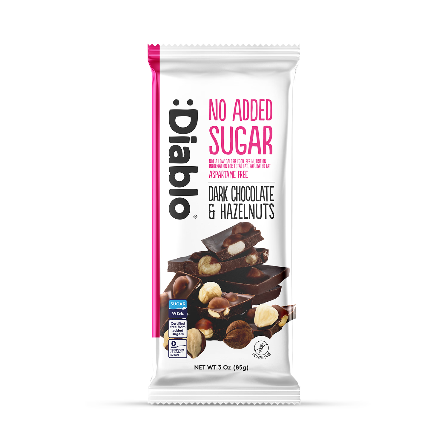 Diablo no added sugar dark chocolate hazelnuts 85g - British product