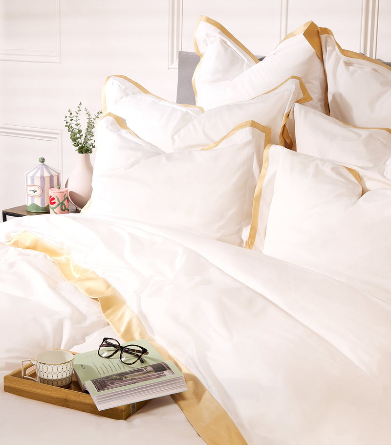 Celso De Lemos super king duvet cover in Egyptian cotton with contrasting trims 260cm x 220cm - British product