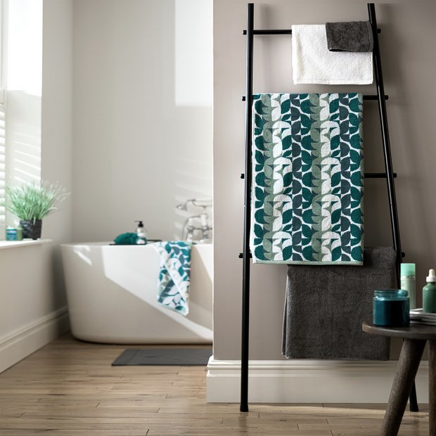 Habitat geometric bath sheet blue green 100x150cm (British brand)