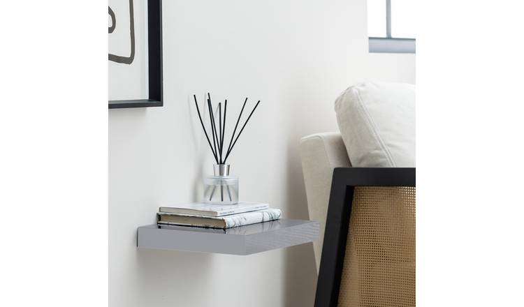 Argos Home Jak floating shelf grey gloss 30cm, UK version