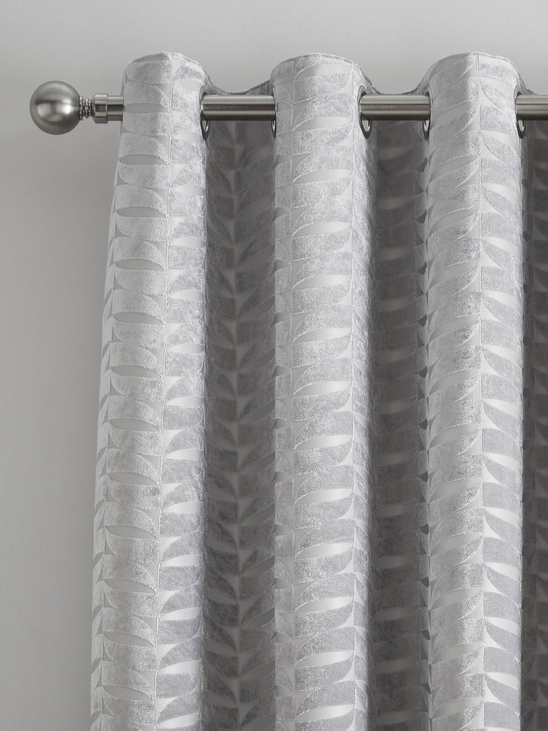 Curtina grey velvet geometric lined curtains 167x137cm, imported from the UK