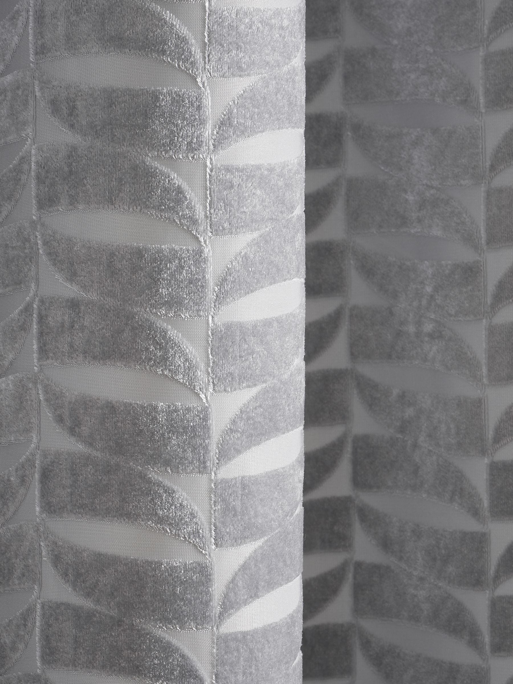 Curtina grey velvet geometric lined curtains 167x137cm, imported from the UK