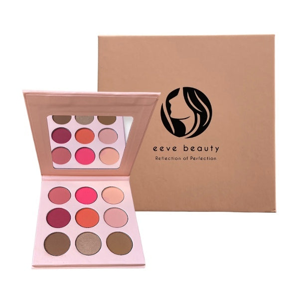 Eeve Beauty Rosy Glow 9 shade blush palette, imported from the UK