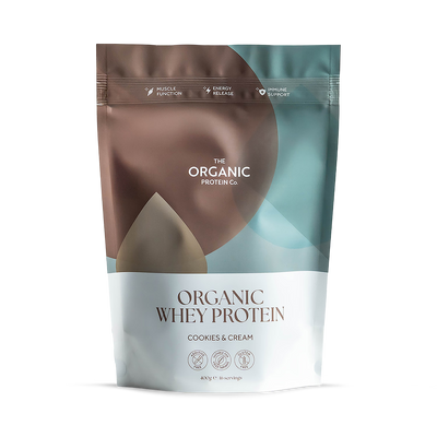 Holland & Barrett The Organic Protein Co. Organic Whey Protein Cookies & Cream 400 g- Buy online at McGrocer