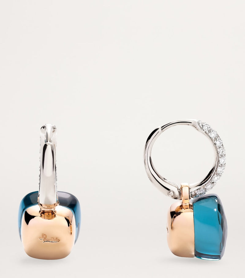 Pomellato Nudo drop earrings London blue topaz turquoise diamond, imported from the UK