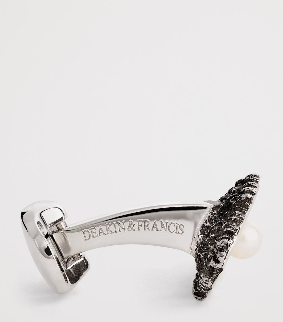 Deakin & Francis sterling silver oyster pearl cufflinks - British product