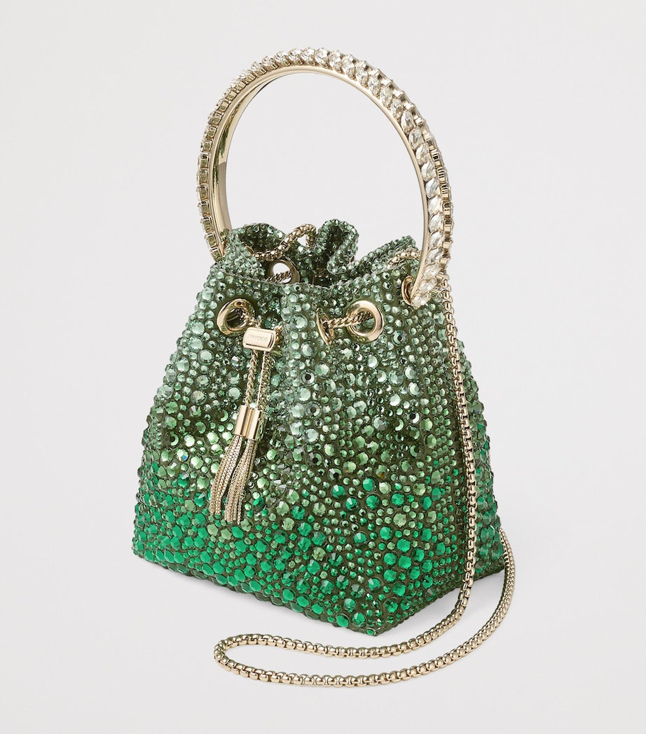 Jimmy Choo Bon Bon embellished top-handle bag with crystal and chain, imported from the UK