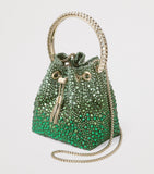 Jimmy Choo Bon Bon embellished top-handle bag with crystal and chain, imported from the UK