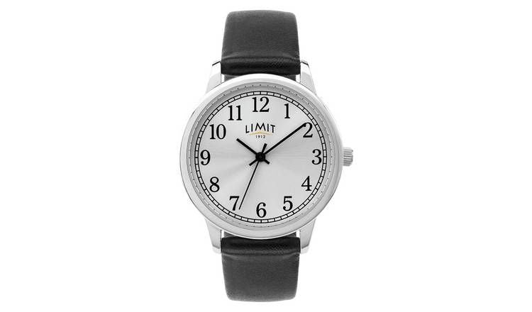 Limit Ladies Silver Dial Black Faux Leather Strap Watch GOODS Argos