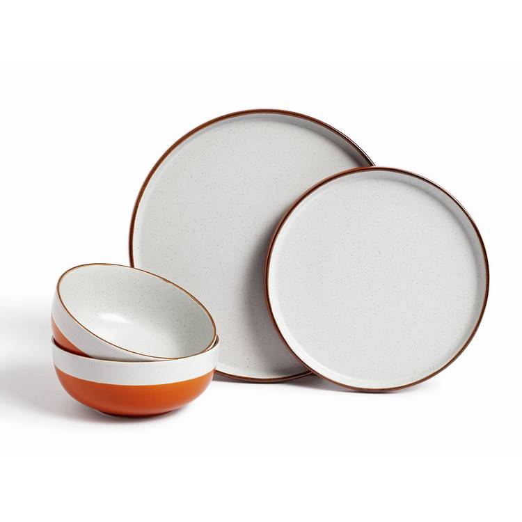 Habitat 12 piece stoneware dinner set in rust speckle (British brand)