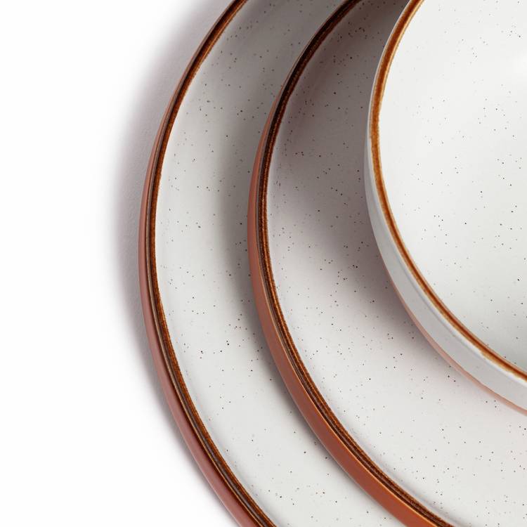 Habitat 12 piece stoneware dinner set in rust speckle (British brand)