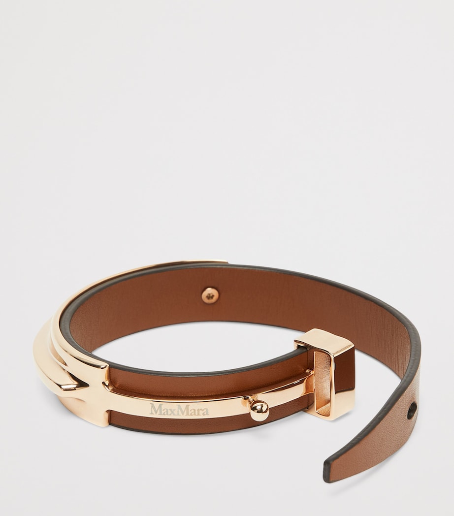 Max Mara leather cuff bracelet with metal clasp (British brand)