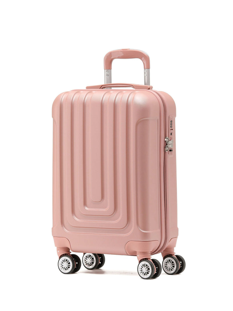 Flight Knight Rose Gold 55x35x20cm 8 Wheel ABS Hard Case Cabin Carry On Hand Luggage