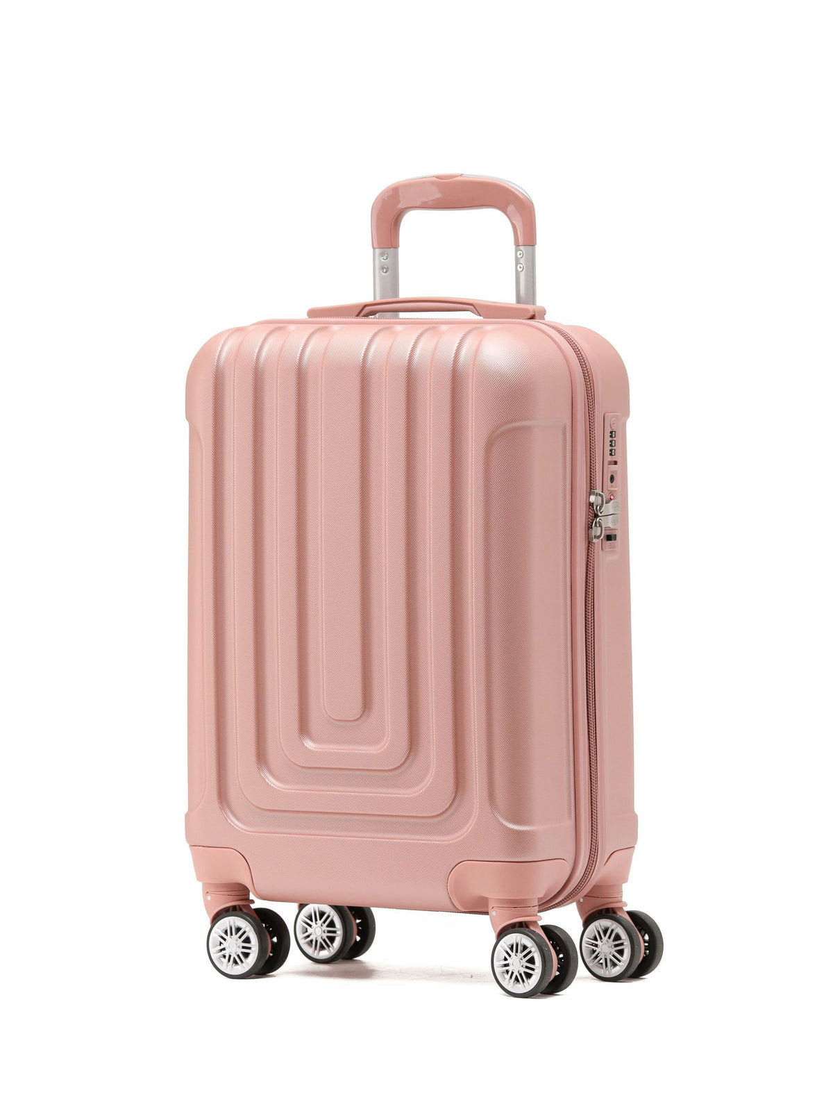 Flight Knight Rose Gold 55x35x20cm 8 Wheel ABS Hard Case Cabin Carry On Hand Luggage
