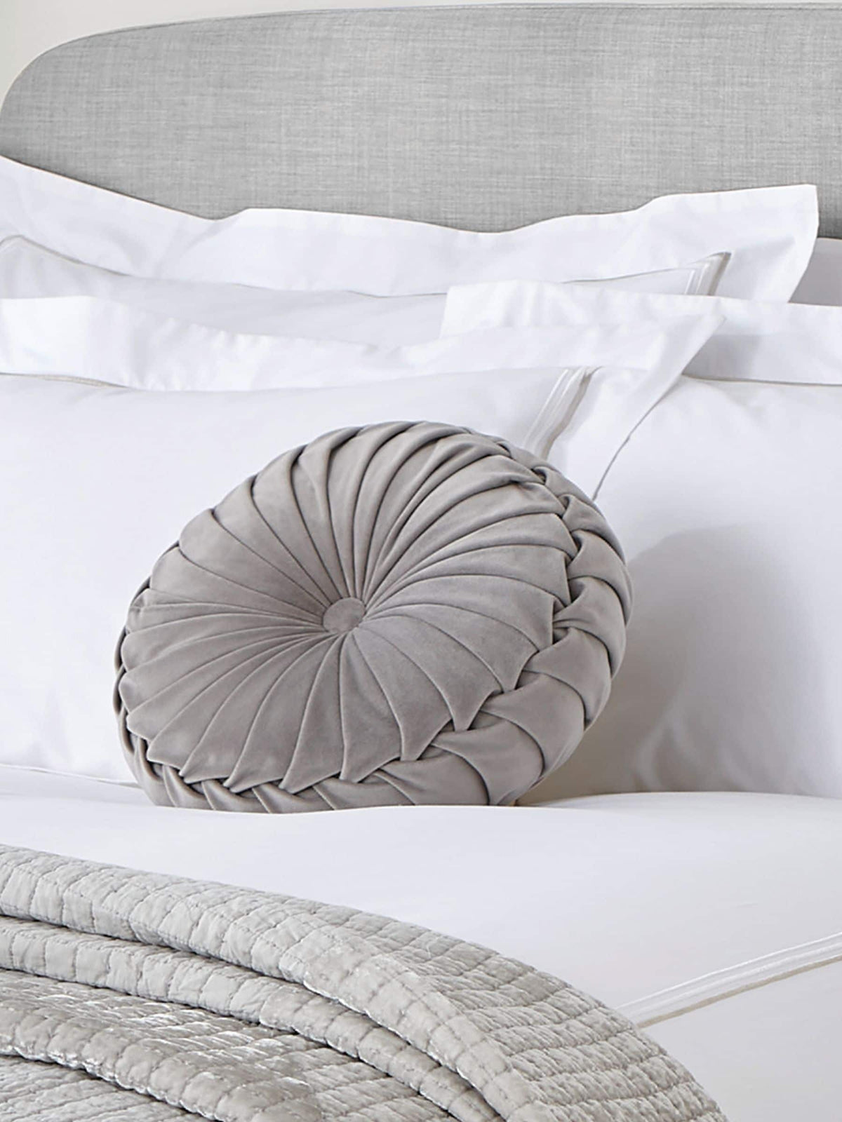 Laura Ashley grey steel velvet Rosanna cushion - British product