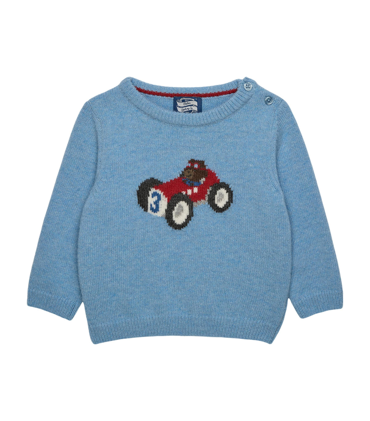 Trotters Henry car and bear wool-blend baby sweater 3-24 months (British brand)