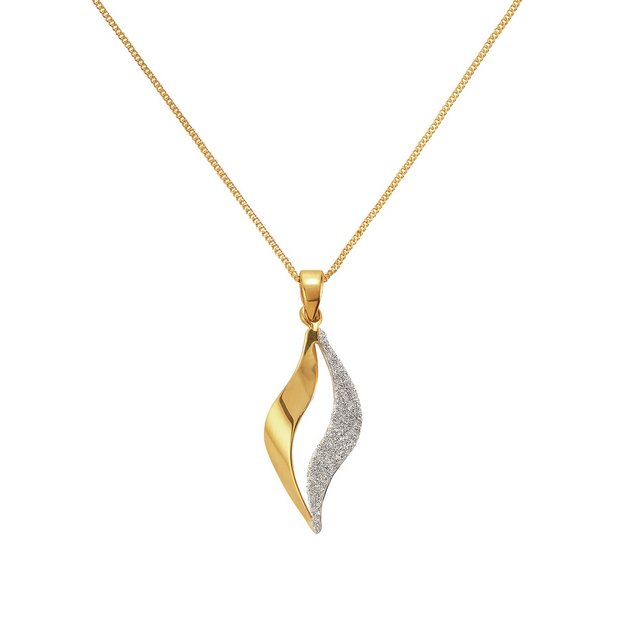 Revere gold plated silver glitter flame pendant necklace 18in - British product