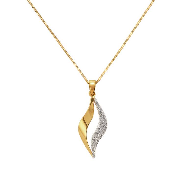 Revere gold plated silver glitter flame pendant necklace 18in - British product