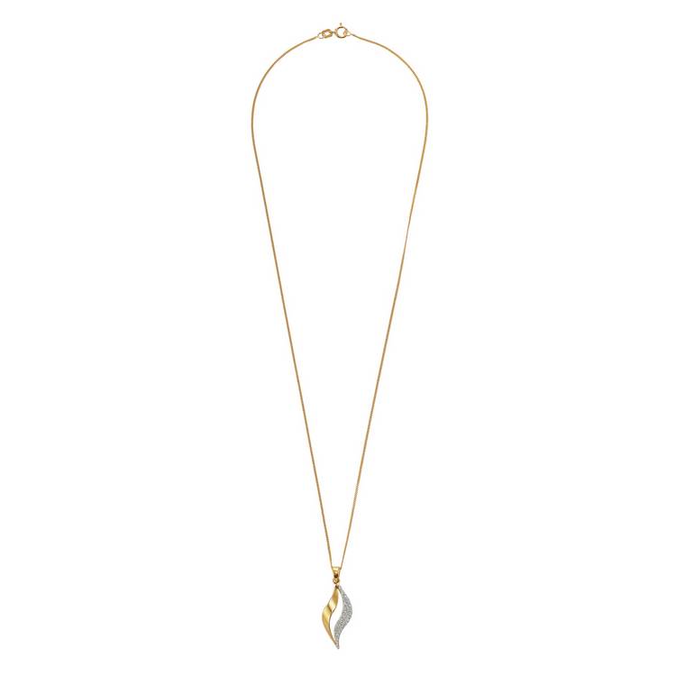 Revere gold plated silver glitter flame pendant necklace 18in - British product