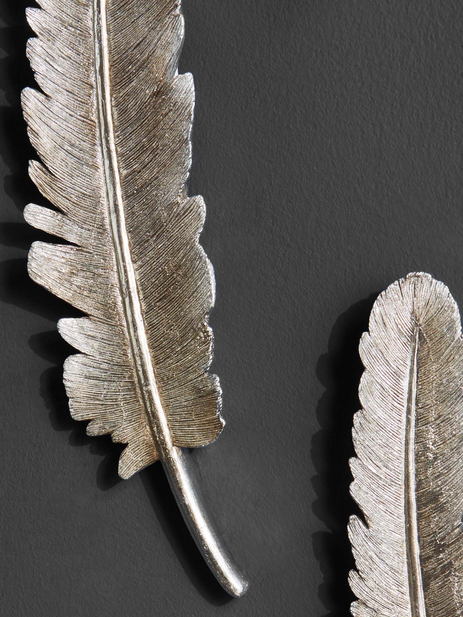 Set of 2 Silver Feather Wall Art