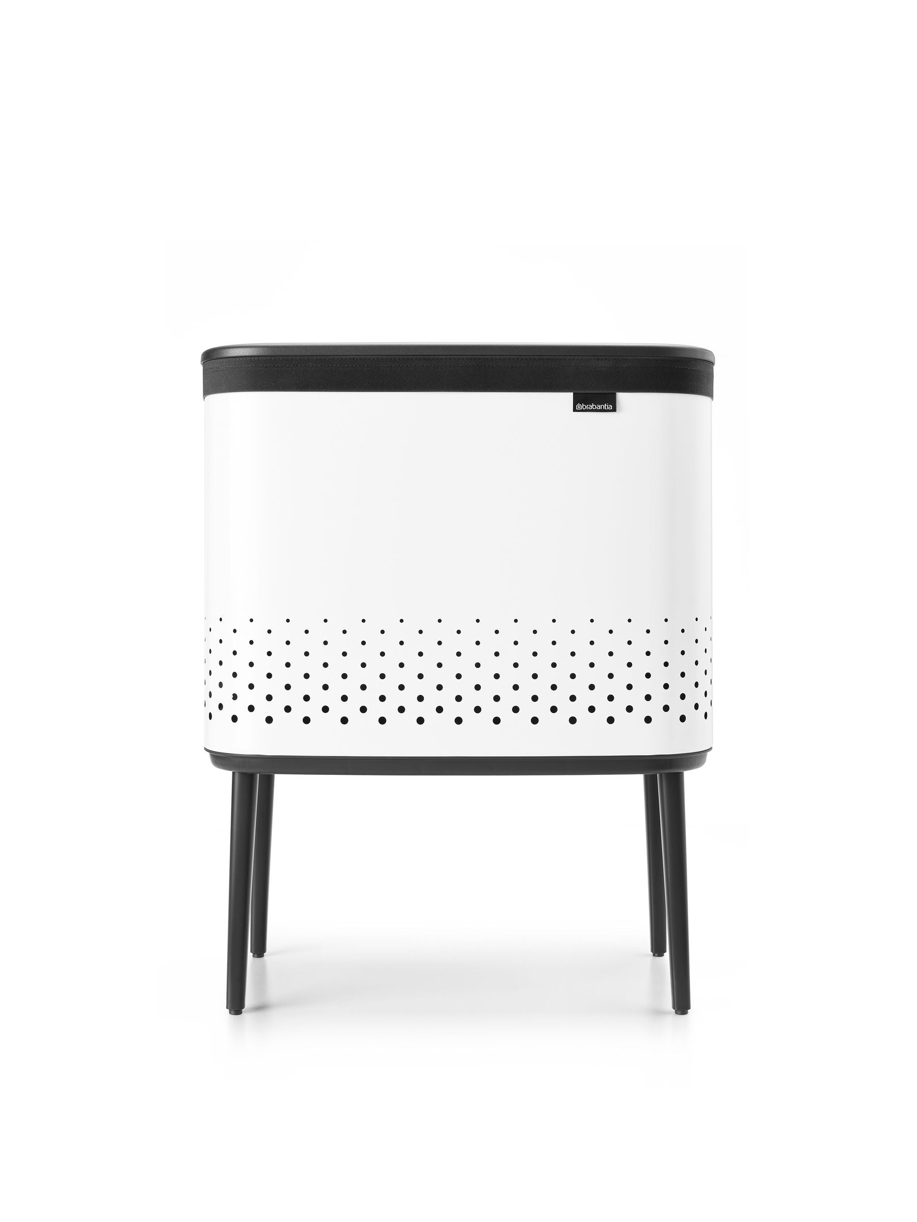 سلة غسيل Brabantia بيضاء Bo بسعة 60 لتر مع غطاء Quick-drop، نسخة المملكة المتحدة