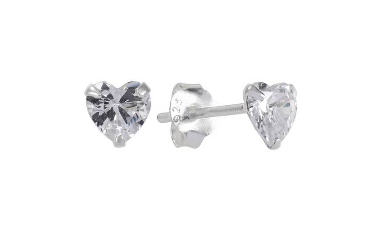 Revere Heart Cubic Zirconia Sterling Silver Stud Earrings GOODS Argos