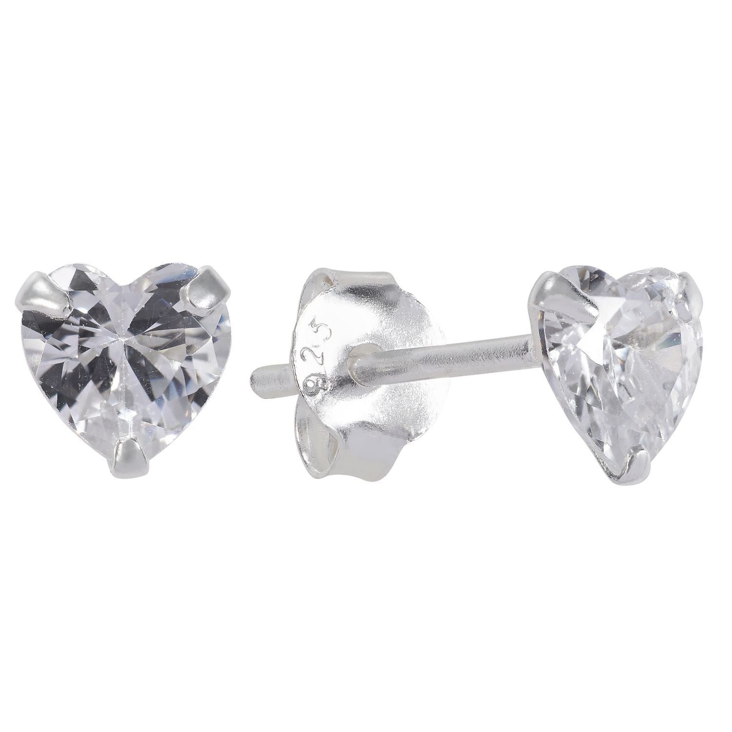 Revere heart cubic zirconia stud earrings sterling silver - British product