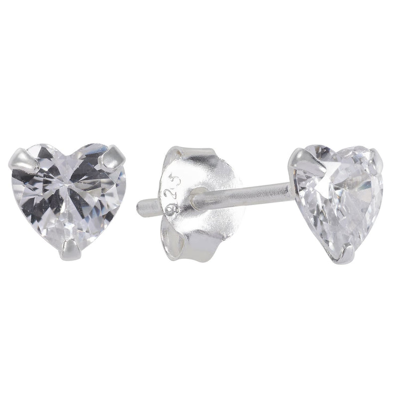 Revere heart cubic zirconia stud earrings sterling silver - British product