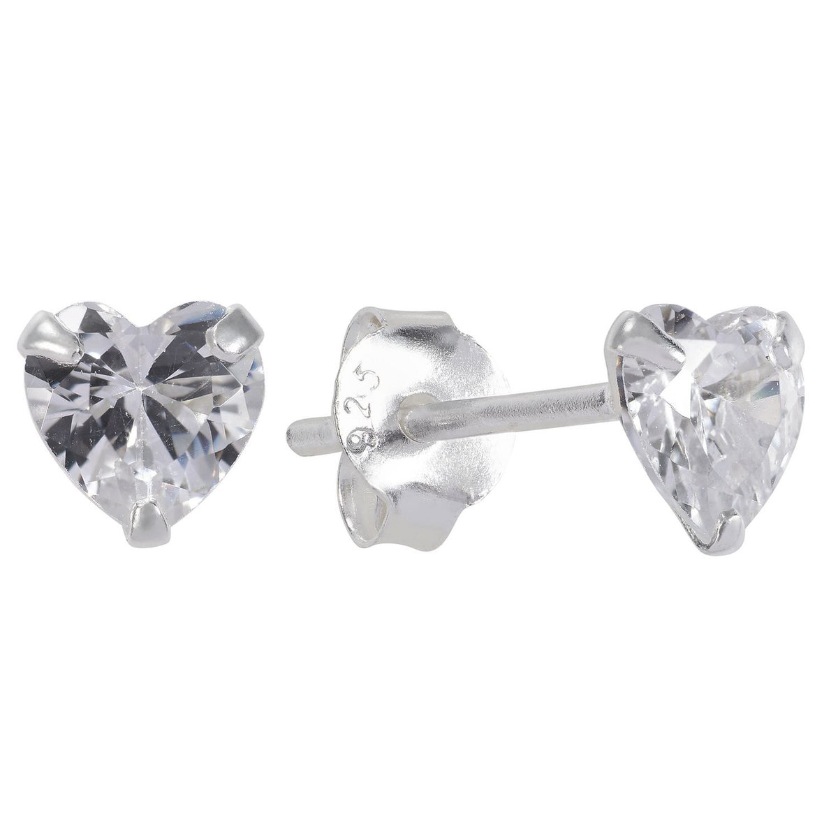 Revere heart cubic zirconia stud earrings sterling silver - British product