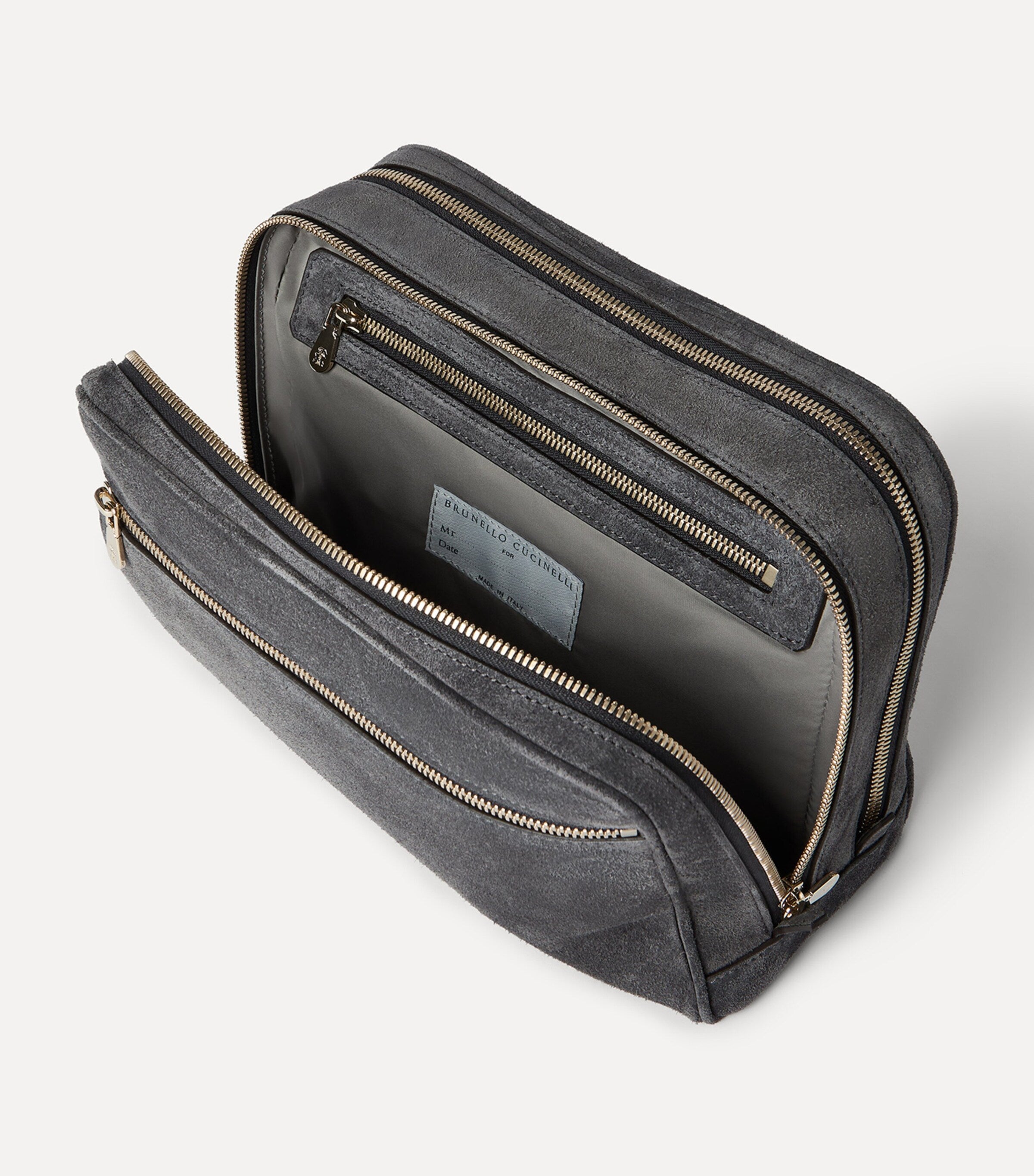 Brunello Cucinelli suede wash bag - British product