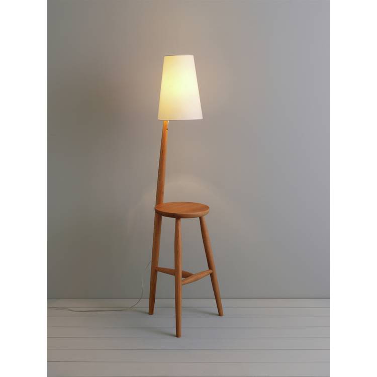 Habitat Wallace floor lamp with stool in oak (British brand)
