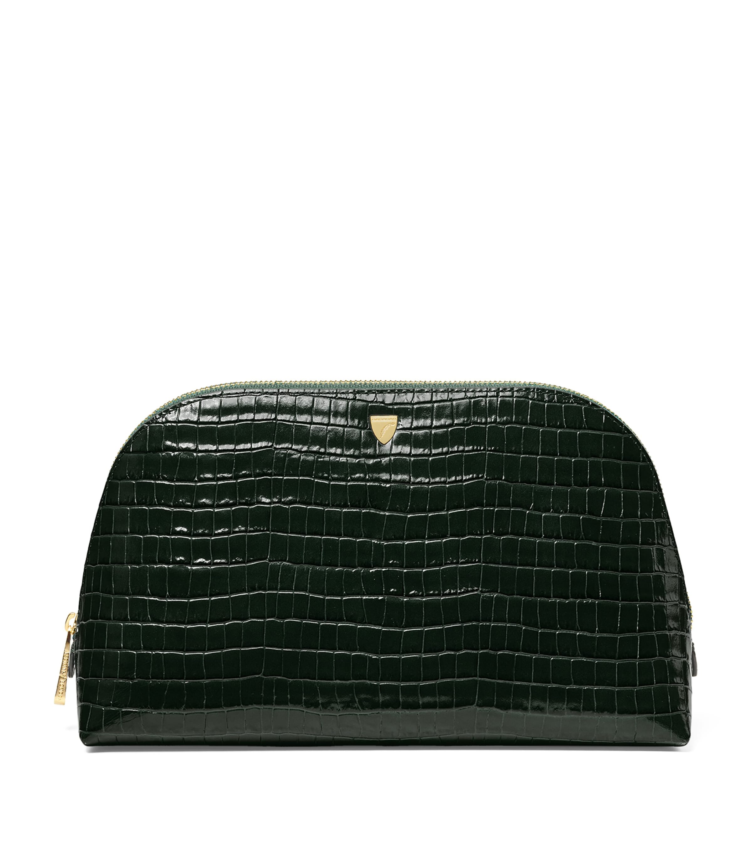Aspinal of London large leather croc-embossed cosmetic case - British product