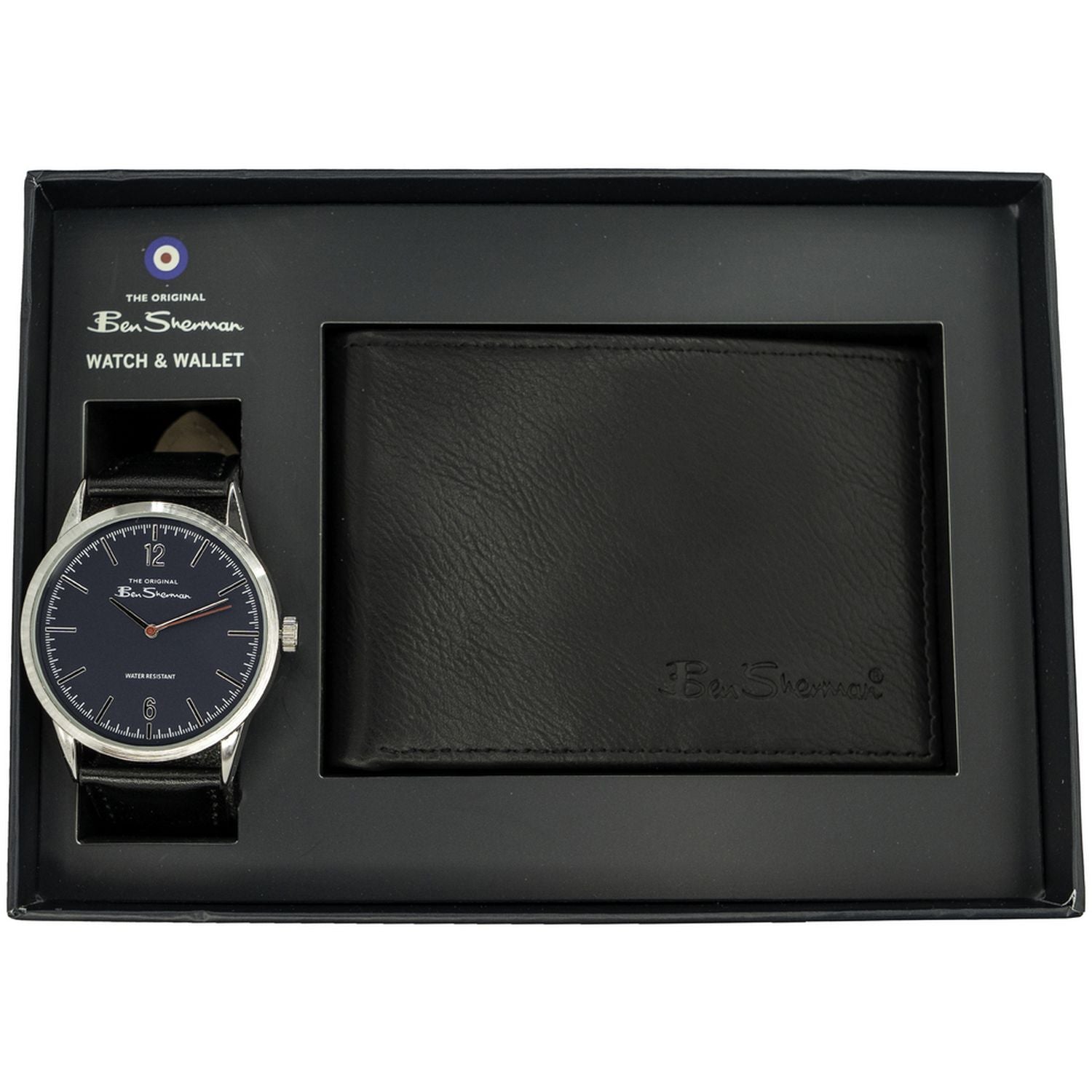 Ben Sherman watch set black faux leather strap 40mm, imported from the UK