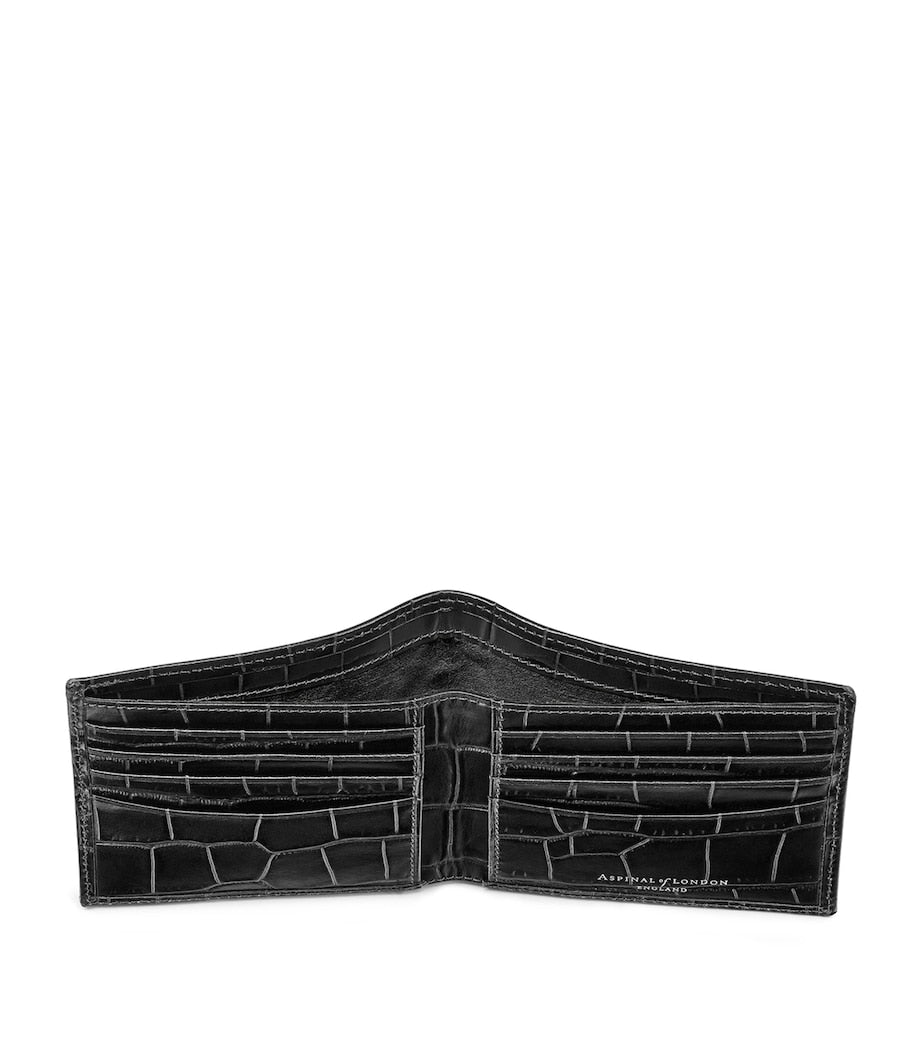 Aspinal of London croc-embossed leather bifold wallet, UK version