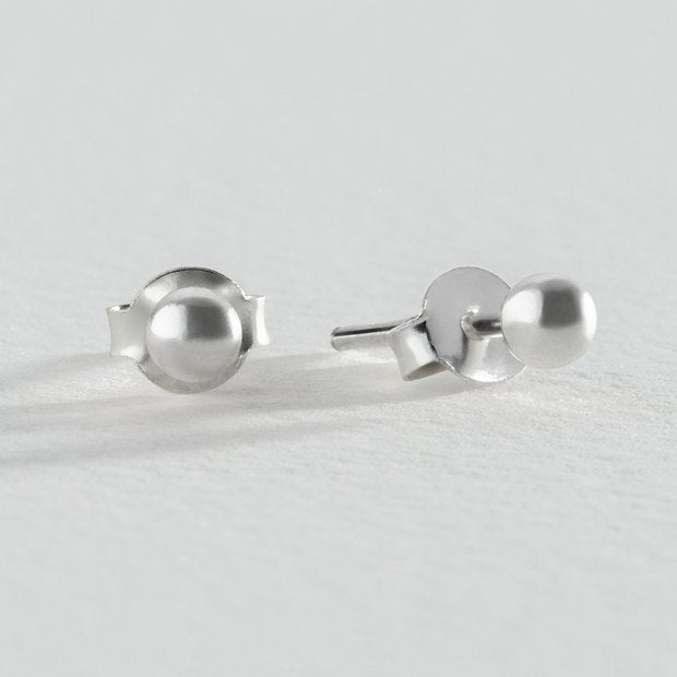 Revere sterling silver ball stud earrings 3mm (British brand)