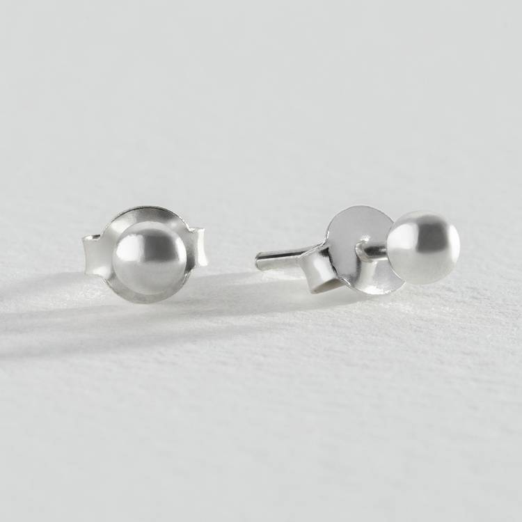 Revere sterling silver ball stud earrings 3mm (British brand)