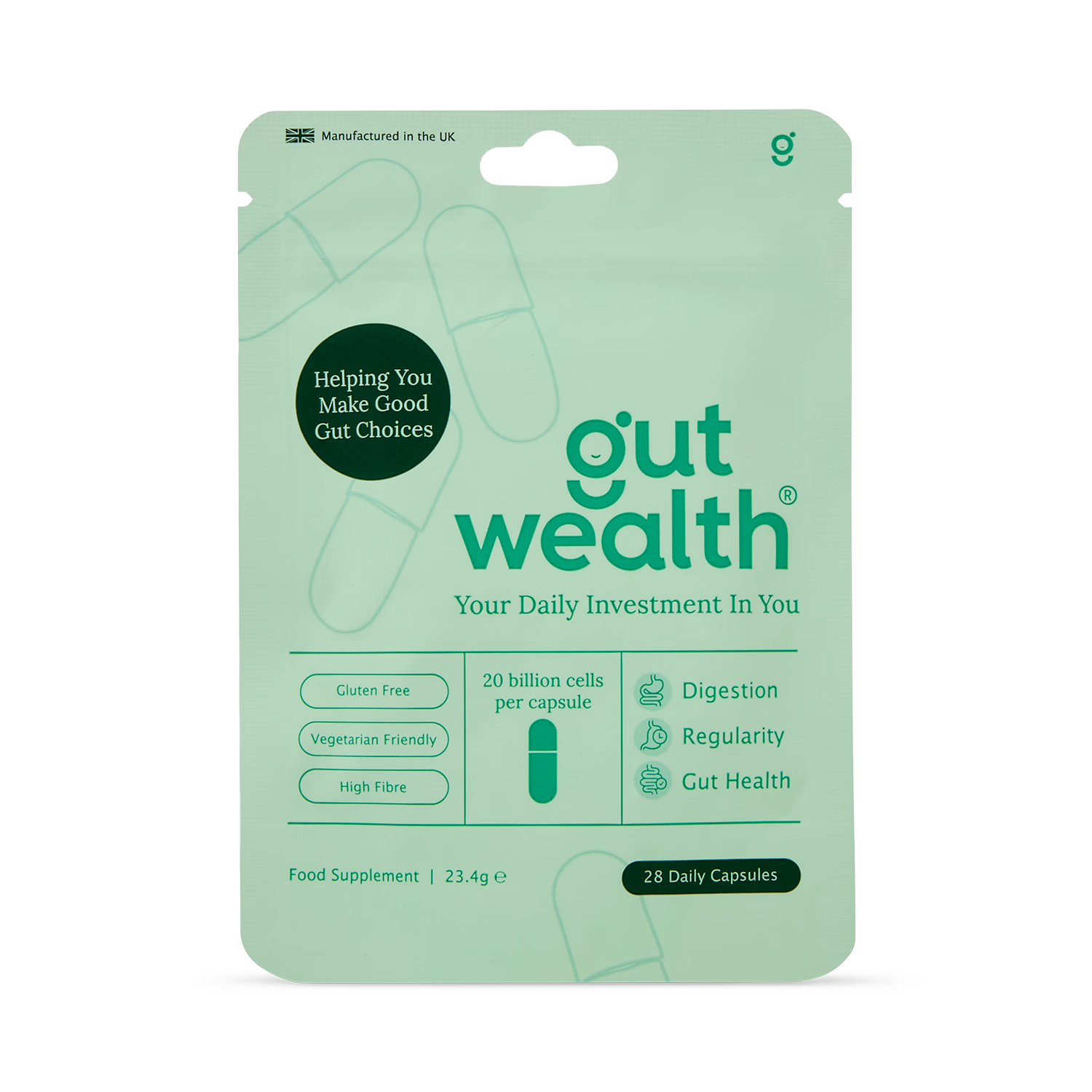 Gut Wealth gut health capsules 28 capsules - British product