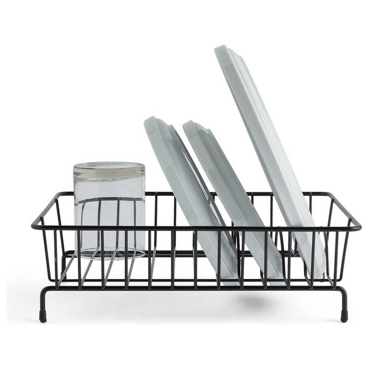Habitat compact wire dish drainer in black - British product
