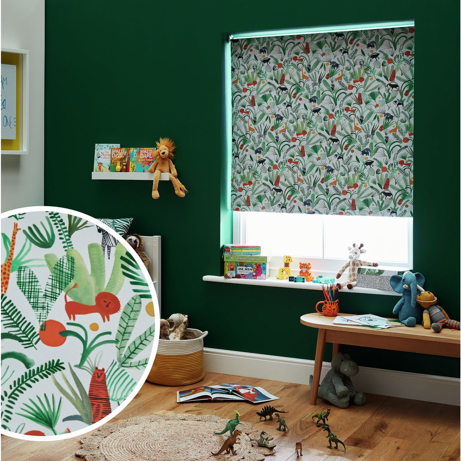 Habitat Kids Blackout Green Roller Blind - 180cm