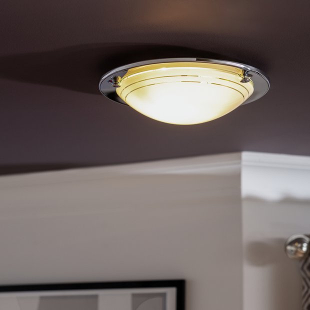 Argos Home flush ceiling light chrome, imported from the UK