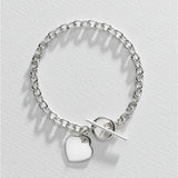 Revere sterling silver heart T-bar bracelet 19.5cm (British brand)