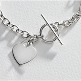 Revere sterling silver heart T-bar bracelet 19.5cm (British brand)
