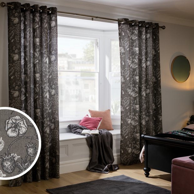 Habitat Forest grey eyelet curtain 117x137cm, imported from the UK