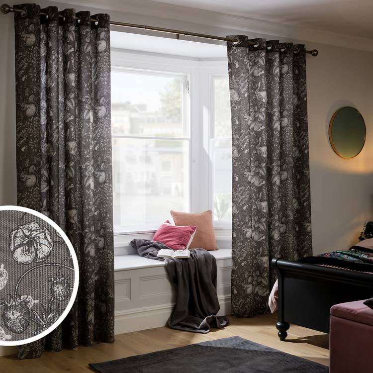 Habitat Forest grey eyelet curtain 117x137cm, imported from the UK