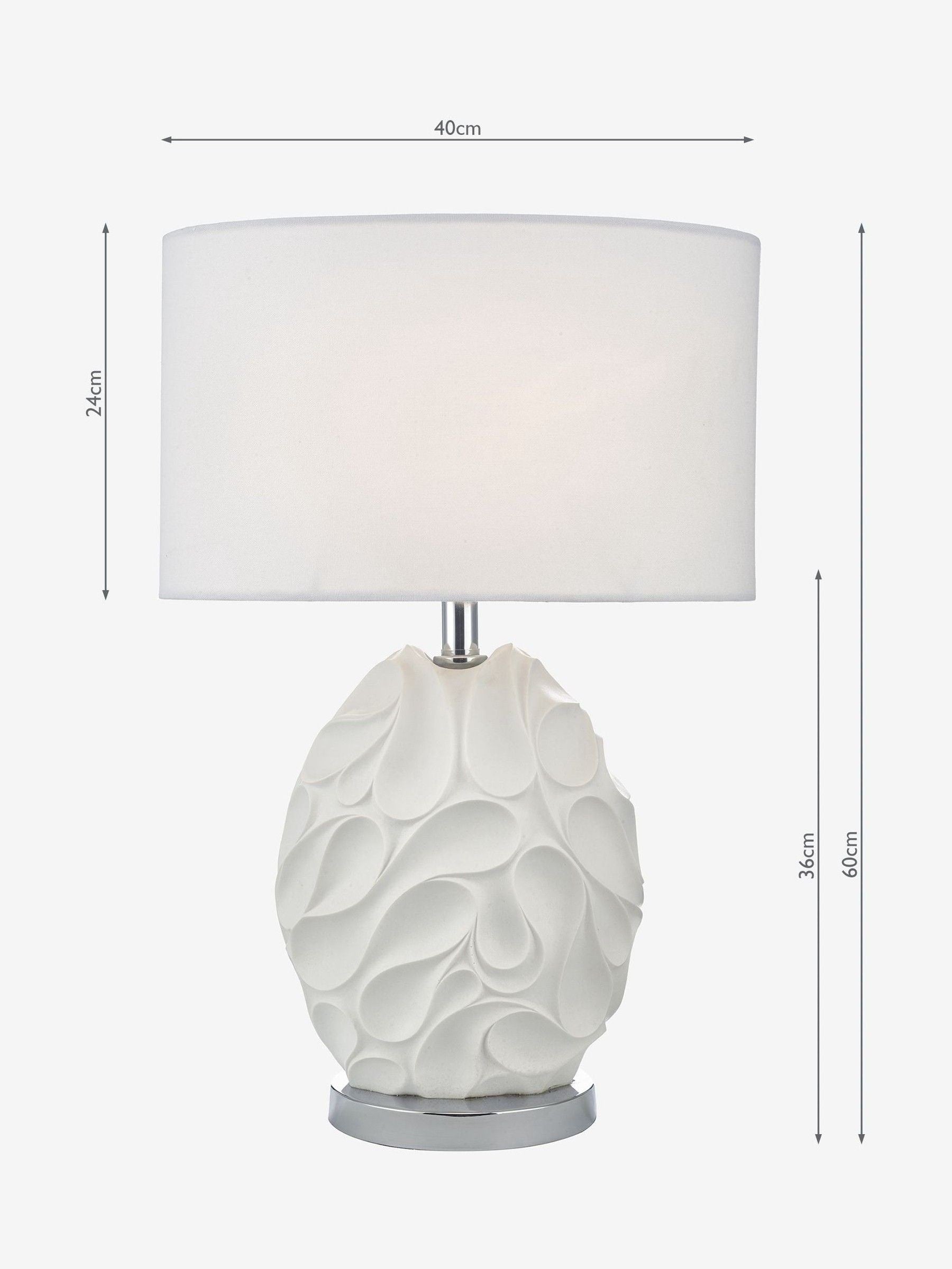 Dar Lighting White Zachary table lamp, imported from the UK